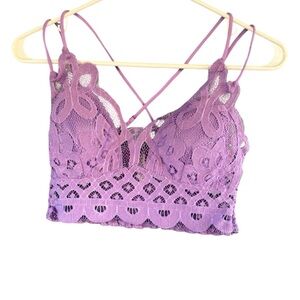 Zenana Lavender Lace Bralette with Crisscross Straps